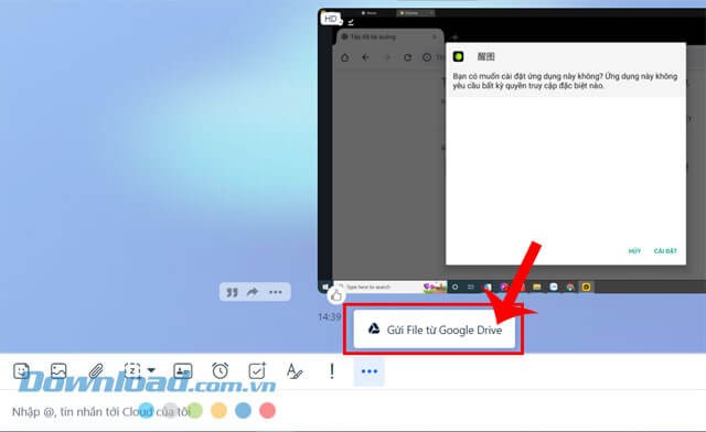 Nhấn vào mục Gửi File từ Google Drive