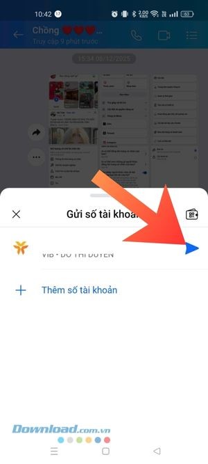 Nhấn nút Gửi để chia sẻ tài khoản