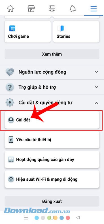 Chạm vào mục Lối tắt