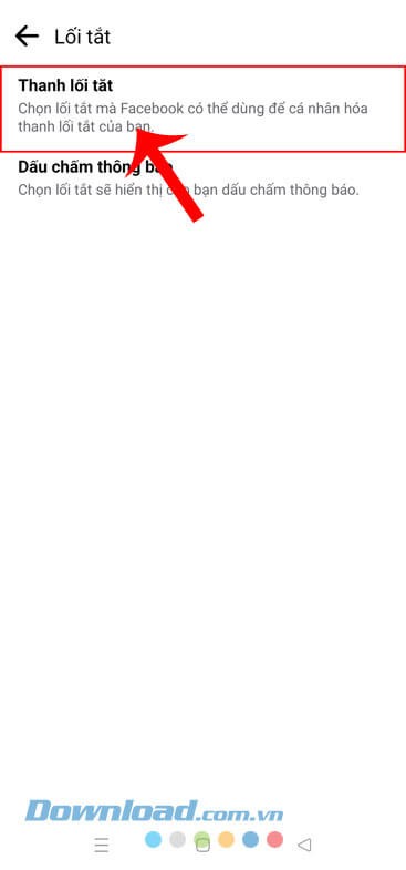 Ấn vào mục Thanh lối tắt