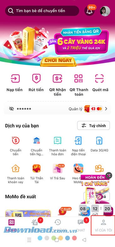 Ấn vào mục Ví của tôi