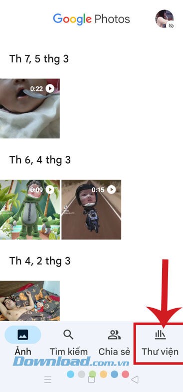 Ấn vào mục Thư viện