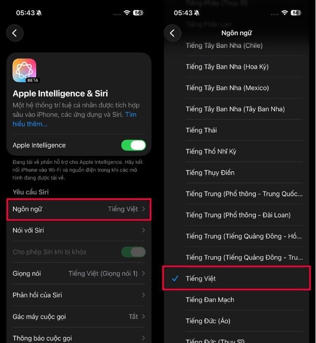 Ấn vào mục Ngôn ngữ > Chạm và chọn mục Tiếng Việt