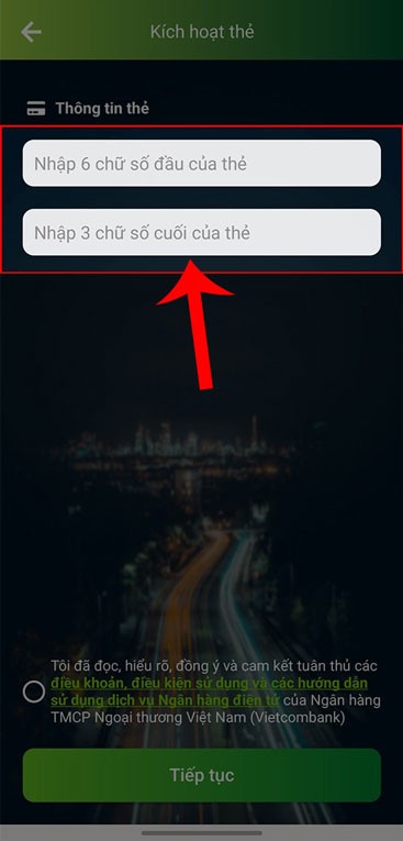 Nhập 6 số đầu và 3 số cuối