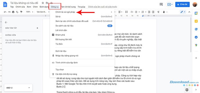 Hướng dẫn kiểm tra chính tả và ngữ pháp trong Google Docs