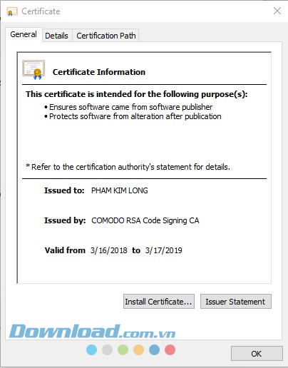 Đã chứng thực chữ ký số trên Unikey