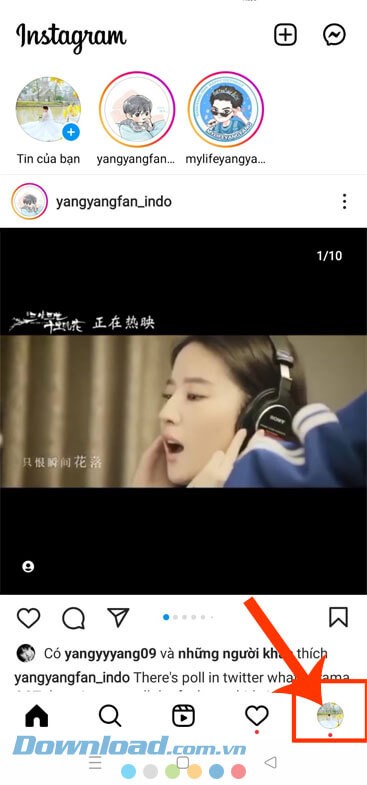 Ấn vào biểu tượng tài khoản.