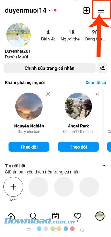 Chạm vào biểu tượng ba dấu gạch ngang.