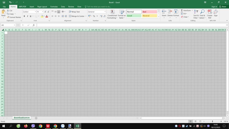 Tạo bảng tính ô vuông trong Excel