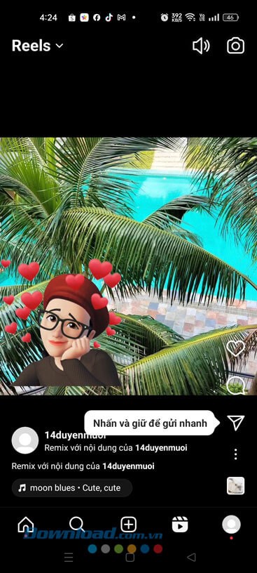 Đợi một lát video Reels được đăng tải lên trang cá nhân