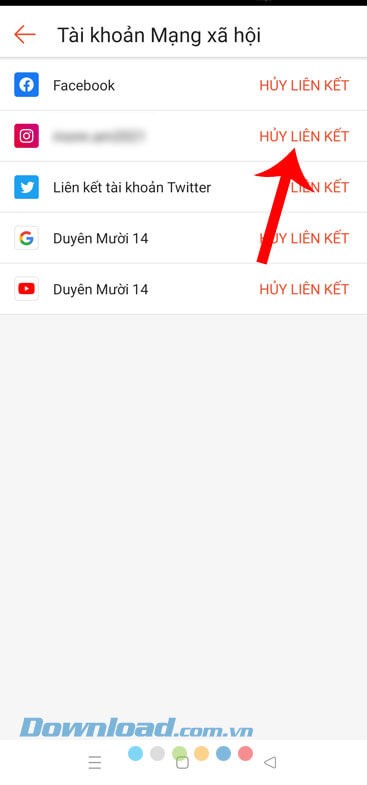 Nhấn vào nút Hủy liên kết