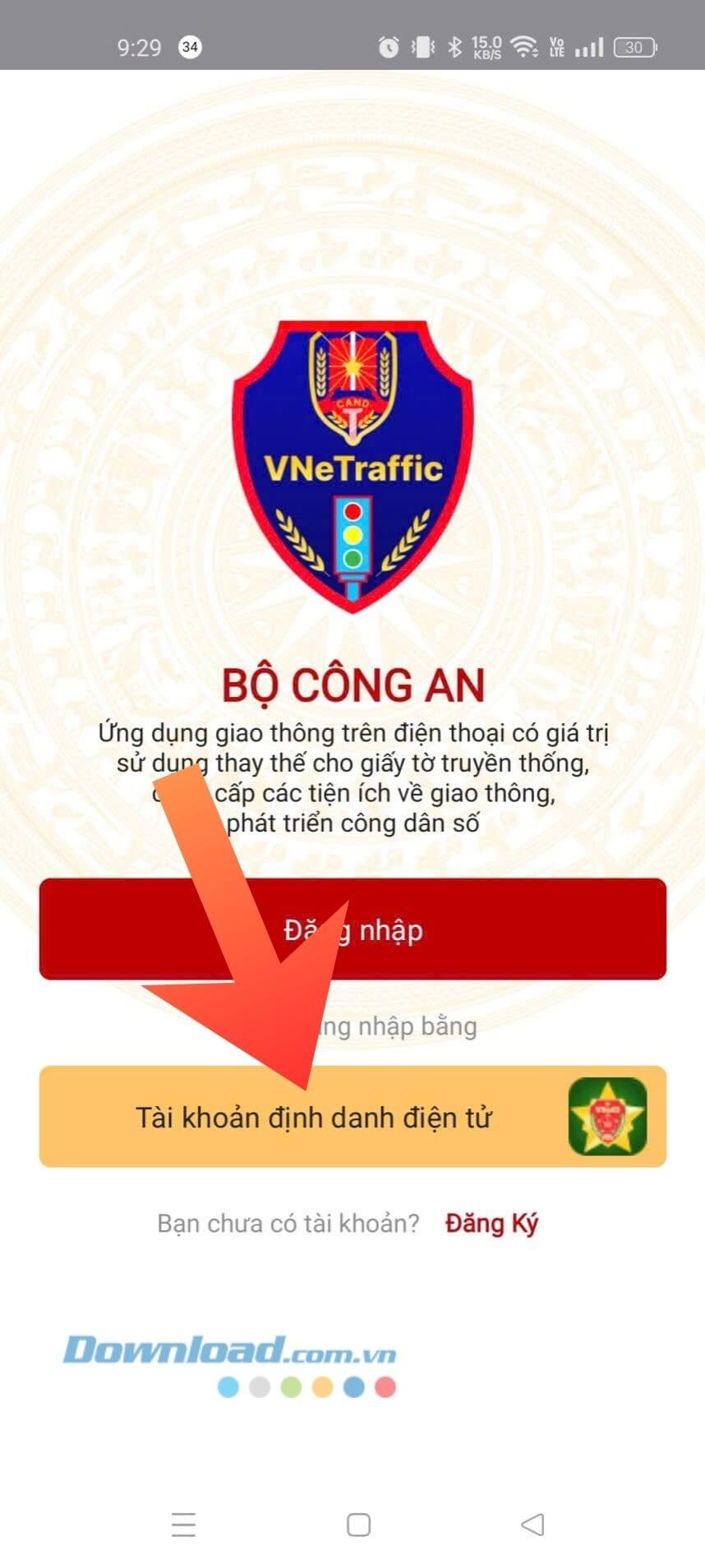 Nhấn vào mục Tài khoản định danh điện tử