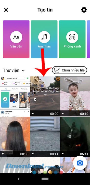 Chọn hình ảnh, video bất kỳ
