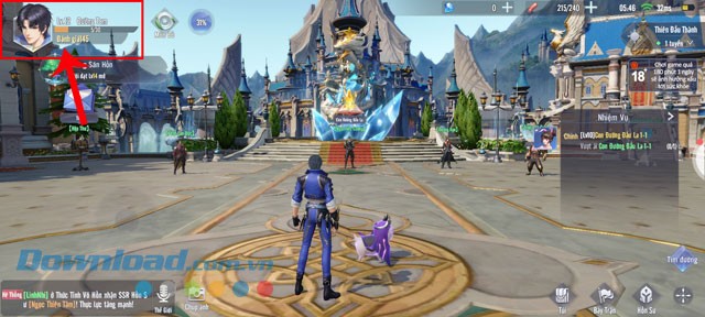 Nhấn vào biểu tượng tài khoản