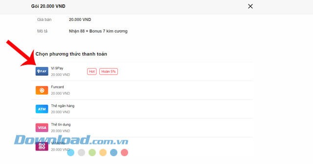 Chọn phương thức thanh toán