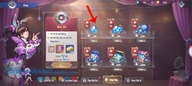 Ấn và chọn gói cước