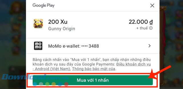 Ấn vào nút Mua với 1 nhấn