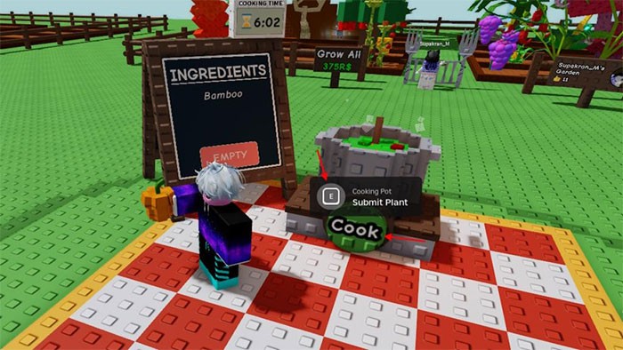 Hướng dẫn nấu ăn trong Grow A Garden