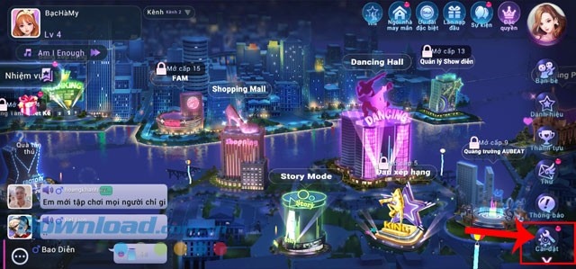 Chạm vào mục Cài đặt