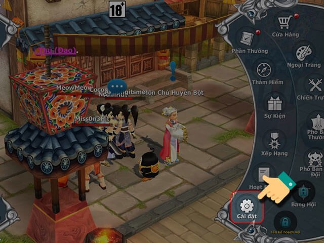 Nhấn vào mục Cài đặt