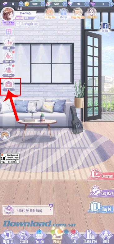 Ấn vào mục Mail