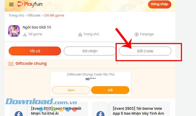 Hướng dẫn nhập mã code, giftcode Ngôi Sao Giải Trí mới nhất