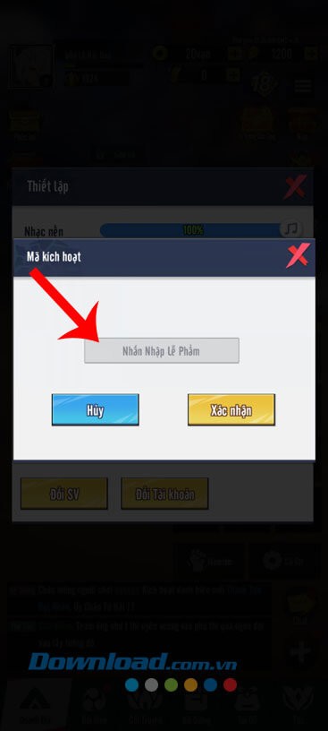 Nhập mã giftcode