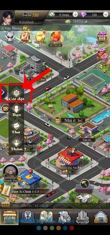 Ấn vào mục Cài đặt