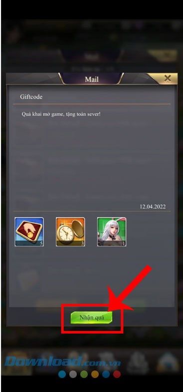 Ấn vào nút Nhận quà