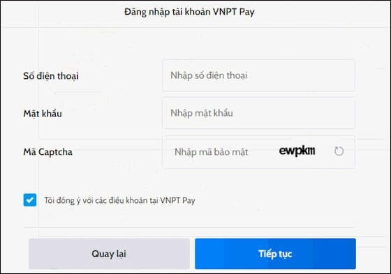 Điền thông tin thanh toán Mobile Money