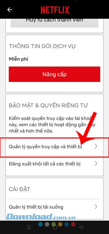 Nhấn vào mục Quản lý quyền truy cập và thiết bị
