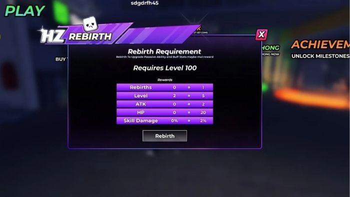 Rebirth trong Hunty Zombie: Hướng dẫn chi tiết