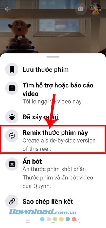 Nhấn vao mục Remix thước phim này
