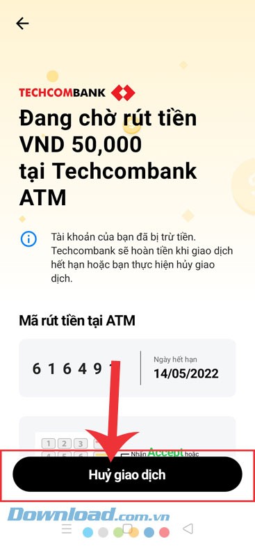 Nhấn vào nút Hủy giao dịch