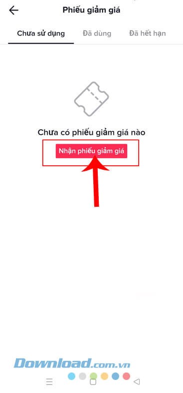 Ấn vào nút Nhận phiếu giảm giá