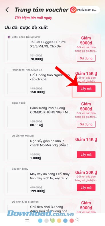 Chạm vào nút Lấy mã