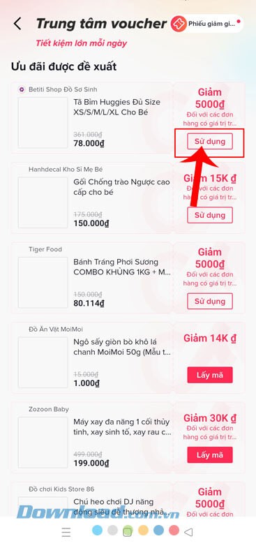 Nhấn vào nút Sử dụng