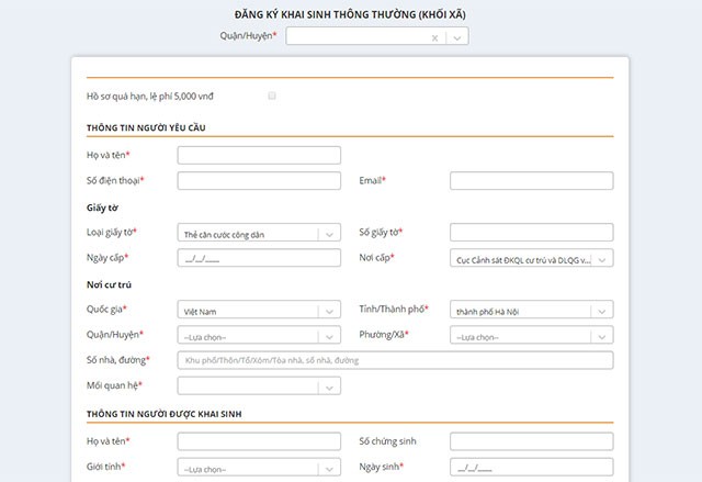 Mẫu đăng ký trực tuyến