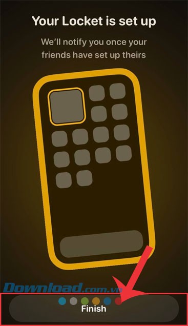 Chạm vào nút Finish