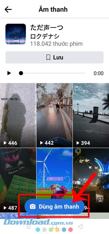 Ấn vado mục Dùng âm thanh