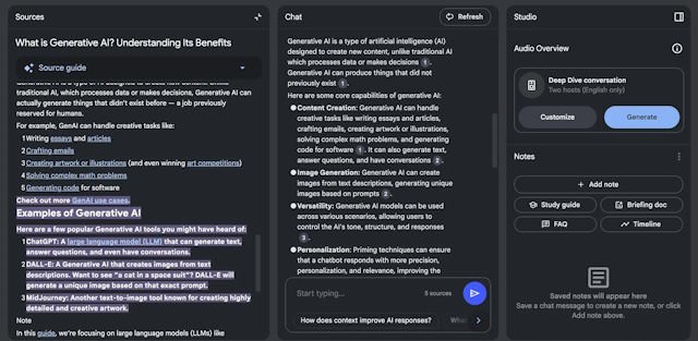 NotebookLM sẽ xây dựng một AI riêng cho tài liệu bạn tải lên