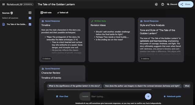 NotebookLM có thể tạo dựng ý tưởng theo yêu cầu của bạn