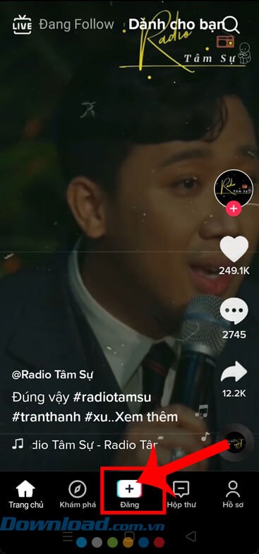 Ấn vào biểu tượng dấu