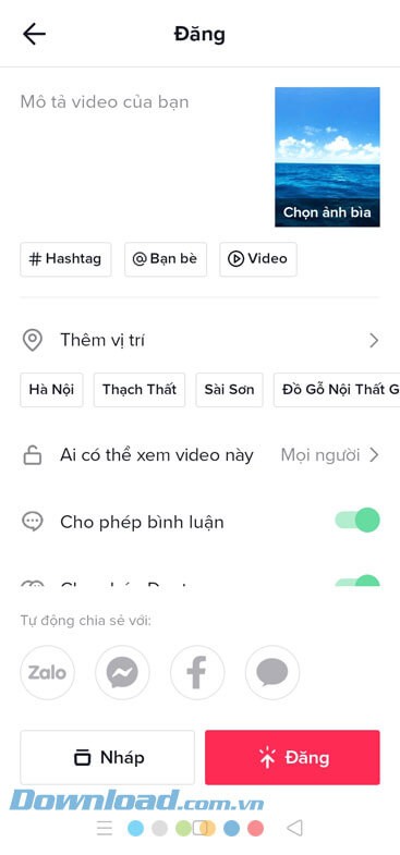 Nhấn vào nút Đăng