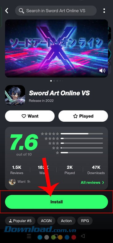 Nhấn vào nút Install