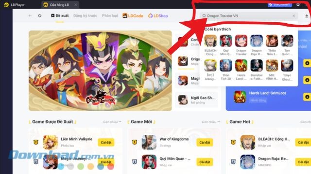 Nhập, tìm kiếm game