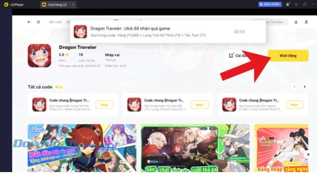 Nhấp chuột vào nút Khởi động