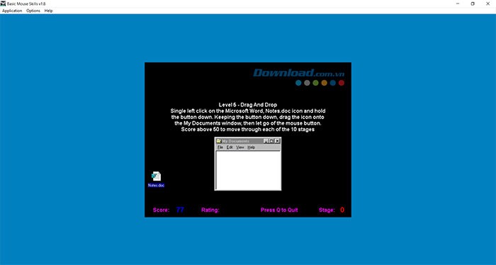 Level 5 hướng dẫn người dùng cách nhấn giữ và kéo thả chuột.