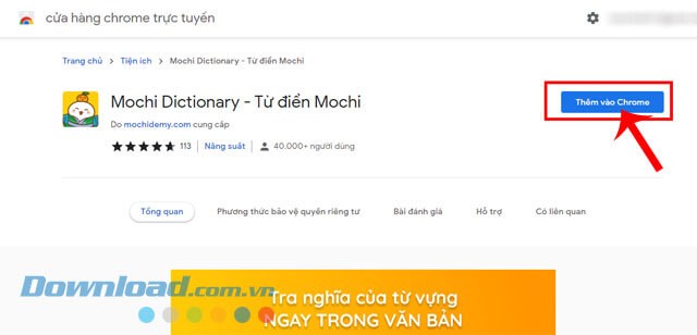 Nhấn vào nút Thêm vào Chrome