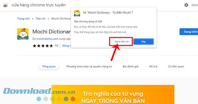 Click chuột vào nút Thêm tiện ích